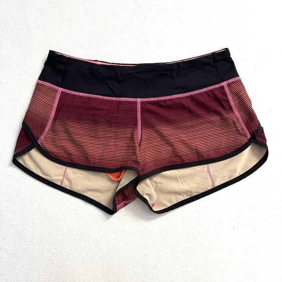 Lululemon Run Speed Shorts Simply Radiant Pink Paradise Black Stripe Print 6 - Picture 1 of 7